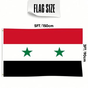 Bandera de Siria de 3x5 pies de poliéster con dos ojales de latón, de una sola capa, para colgar en exteriores e interiores. - Product Image 2