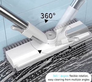 Manuel 360 °   Brosse de nettoyage rotative pour sols, manche long réglable, nettoyeur de sol 3-en-1 pour salle de bain avec grattoir OEM - Product Image 1