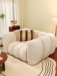 French Retro Vintage Style Single <b>Sofa</b> <b>Small</b> Apartment Living High-End Luxury Fabric with Chenille Light for <b>Bedroom</b> - Product Image 2