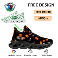 Chaussures de course personnalisées grande taille en gros, motif citrouille et crâne d'Halloween, design personnalisé, chaussures de sport décontractées
