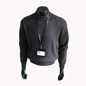 <b>Men's</b> White Striped <b>Mock</b> <b>Neck</b> <b>Sweater</b> Autumn Winter Lazy Style Regular Shoulder Knitwear 2026 New Arrival Minimalist <b>Sweater</b> - Product Image 3