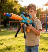 Pistolet à balles souples électrique pour enfants avec support et 100 fléchettes, ensemble de jeu de tir automatique, cadeau pour garçons