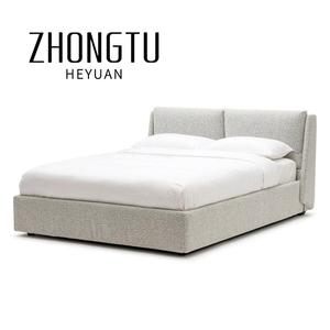 Thiết Kế Hiện Đại Đồ Nội Thất Phòng Ngủ Khung Vải Khách Sạn Vua Kích Thước Giường Đôi Màu Grey Nhung Tufted Đệm Nữ Hoàng Lưu Trữ Giường Đặt - Product Image 1