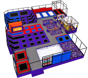 مركز ألعاب تجاري داخلي كبير مع منطقة ترامبولين للأطفال ومعدات تسلية تشمل مسارات حبال النينجا - Product Image 2