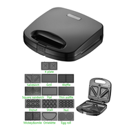 Machine à sandwich électrique automatique 750W, grille-pain, presse à panini, grill, gaufrier, revêtement antiadhésif en plastique, appareil de cuisine