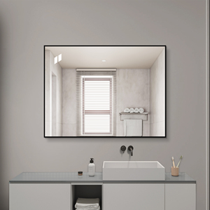 Specchio da Bagno con Cornice in Alluminio Nero 24x32 Pollici, Specchio da Parete HD Senza Rame Argento, da Appendere Orizzontalmente o Verticalmente - Product Image 1