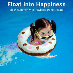 Bouée de natation gonflable pliable en PVC pour enfants, motif donut avec des paillettes - Product Image 6
