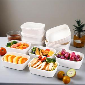 Tazón y tapa de sopa de papel de arroz para ensalada de papel blanco rectangular desechable personalizado a precio barato - Product Image 5