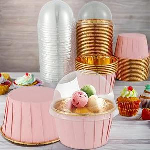 Auf Lager: Cupcake-Backförmchen mit transparenten Deckeln, Einweg, fettdicht, antihaftbeschichtet, lebensmittelecht für Feiertagspartys – Großhandelslieferung - Product Image 2