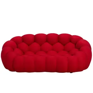 Hoge Kwaliteit Moderne Comfortabele En Mooie Bank Woonkamer Meubels 3 Zits Stof Fluwelen Bubble Sofa Chesterfield Set