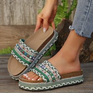 Sandalias de Plataforma Alta con Suela Gruesa y Colores Mezclados para Mujer, Zapatos de Playa y Exteriores de Mezclilla al por Mayor 6165 - Product Image 3