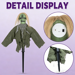 Décoration d'Halloween : Figurine Zombie Effrayante avec Effets Sonores et Lumineux (75x45cm) pour Jardin, Pelouse et Fêtes d'Horreur - Product Image 3