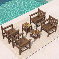Chaise de bistrot d'extérieur en HDPE, surface imitation bois, dossier incliné, siège surdimensionné, résistante aux intempéries, capacité 360 lbs, pour terrasse et jardin