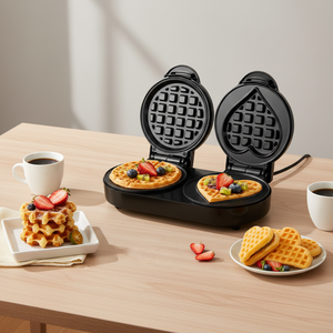 Appareil à gaufres et crêpes multifonctionnel en deux parties, en acier inoxydable, chauffage double face, électrique, pour usage domestique - Product Image 1
