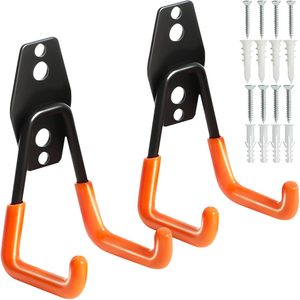 Crochets muraux en acier au carbone antidérapants de qualité supérieure en forme de U - Marque YOYOW Finition noire pour outils de jardin, vélos et plus - Product Image 1