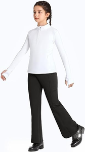 Chemise de sport en spandex pour filles - Trous pour les pouces, style équestre, <span class=keywords><strong>veste</strong></span> d'<span class=keywords><strong>équitation</strong></span> chaude à demi-zip pour enfants - Product Image 5