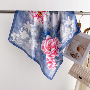Foulard carré en satin de soie à rayures paisley or champagne pour femmes, bandeau vintage, 70 cm, foulard de luxe - Product Image 4