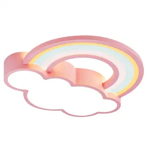 Arco Iris nubes dormitorio infantil niños y niñas Rosa creativo dibujos animados techo moderno minimalista habitación Luz