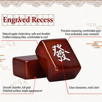 Jeu de Mahjong en Agate Rouge à Approvisionnement Direct, Tuiles Lisses et Polies avec Finition Exquise, Kit de Jeu Manuel, Vente en Gros pour Table d'Intérieur