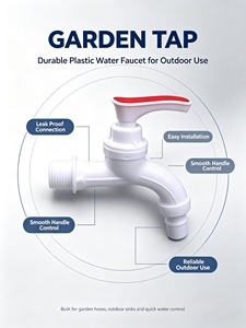 Robinet de jardin moderne en plastique durable avec poignée rouge, anti-fuite, à montage sur terrasse, installation facile pour lavabo - Product Image 5