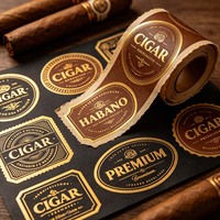 Autocollant en vinyle en rouleau personnalisé avec logo imprimé, auto-adhésif, pour emballage de cigares et de produits à base de cannabis, vente en gros