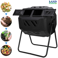 Retourneur de compost manuel à manivelle, conception d'aération haute efficacité, moderne, en PP, double compartiment, couleur personnalisable, équipement de jardinage