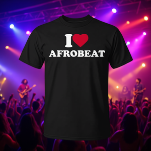 T-shirt I Love Afrobeat en coton noir, vêtements unisexes pour fans de musique - Product Image 1