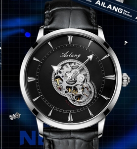 <span class=keywords><strong>Reloj</strong></span> Mecánico Automático Ailang 8521 de Calidad, <span class=keywords><strong>Marca</strong></span> de Alta Gama, <span class=keywords><strong>Reloj</strong></span> de Hombre con Doble Tourbillon Romano, Correa de Cuero - Product Image 2