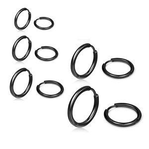 Pendientes de aro de acero inoxidable de 8-16 cm para mujeres y hombres, clips para cartílago de la oreja, diseño redondo y sencillo - Product Image 1