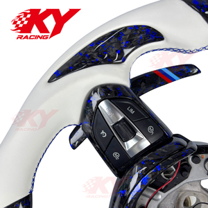 Volante de Fibra de Carbono Forjado para BMW F30 F20 F10 F31 F34 F35 F80 F82 M2 M3 M4 Estilo Deportivo Modelo M Serie 3 Sport Azul - Product Image 2