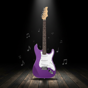 Huasheng 39 İnç Tam Boy Başlangıç Seviyesi Müzik Aleti Elektrik Gitar Seti 25 Watt Amfi ile Metalik Mor - Product Image 2