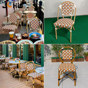 Chaise de salle à manger d'extérieur <span class=keywords><strong>en</strong></span> rotin PE, style <span class=keywords><strong>bistrot</strong></span> français, pour restaurant, <span class=keywords><strong>en</strong></span> vannerie, pour terrasse, <span class=keywords><strong>en</strong></span> promotion - Product Image 5