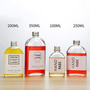 ขวดแก้วเครื่องดื่มแบบแบน100มล. 200มล. 250มล. 350มล. แบบใสสำหรับชาเย็นกาแฟน้ำผลไม้พร้อมฝาเกลียว - Product Image 2