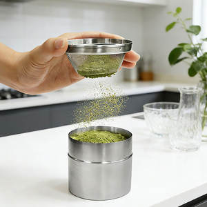 Boîte à matcha personnalisée avec logo, tamis à mailles fines, pot de stockage de poudre, 300 ml, acier inoxydable, qualité alimentaire, durable, portable, <span class=keywords><strong>anneaux</strong></span> de tamis - Product Image 2