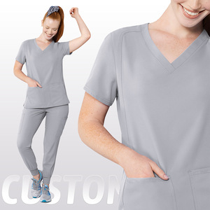 Unisex Quick Dry Scrub Set Moisture Wicking Knitted Hospital Uniforms For Medical Dental Veterinary Use Size S XXL - Product Image 4