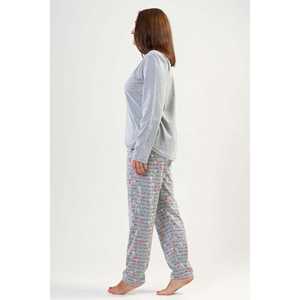 ชุดนอนผู้หญิงไซส์ใหญ่ ชุดนอนผ้าเจอร์ซีย์พิมพ์ลาย เสื้อแขนยาวและกางเกงขายาว ชุดนอนใส่สบายสำหรับผู้หญิงไซส์ใหญ่ - Product Image 3