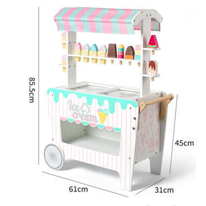 Maison de jeu en bois pour enfants, <span class=keywords><strong>simulation</strong></span> de stand, jouets de jeu de rôle, chariot de Popsicle, jouets de crème glacée en bois - Product Image 4