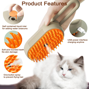 แปรงนวดไอน้ำสำหรับสุนัขและแมวแบบหมุนได้ ชาร์จด้วย USB ขายส่ง - Product Image 4