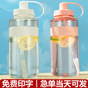 Children's Water Bottle Student Food Grade With Straw Large Capacity Plastic Sports Cup Customizable Reusable - Product Image 3