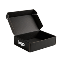 Boîte d'expédition en carton ondulé noir aseptique et durable, avec logo personnalisé, en matériaux recyclés, pour emballage d'abonnement