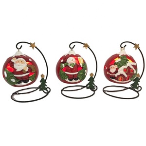 Gran oferta y nuevo producto, decoración navideña, colgante de hierro, cerámica, Papá Noel/nieve/ciervo, en forma de bola, marchitamiento LED OEM y ODM - Product Image 1