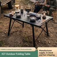 Table pliante d'extérieur style Glamping IGT, portable, pour camping, pique-nique, barbecue, pliable, en alliage d'aluminium, montable sur voiture