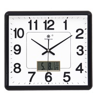 Jam Dinding Kuarsa Persegi Analog Senyap Bertenaga Baterai Kalender Abadi Tampilan Digital untuk Ruang Tamu Kamar Tidur