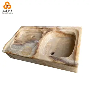 新款设计浴室Onxy雕塑石材台面洗手盆天然石材洗手盆出售