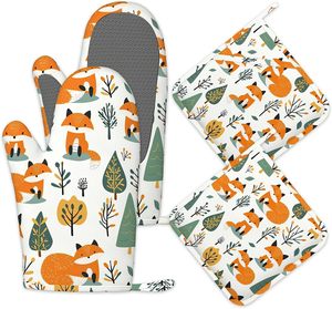 Gants de cuisine en silicone résistants à la chaleur, imprimés, faible MOQ, personnalisables par sublimation, mitaines de four en coton conformes FDA, longues - Product Image 1