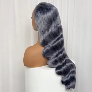 Perruque Lace Frontale HD 13x6 en Cheveux Humains Vierges, Ondulation Body Wave, <span class=keywords><strong>Couleur</strong></span> Gris Transparent 13x4, Densité 250% - Product Image 1