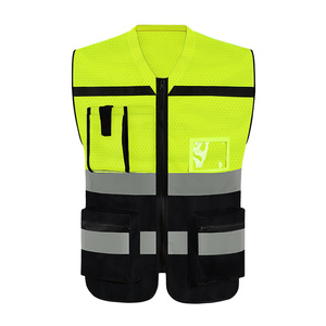 <strong>Hi</strong> <strong>Vis</strong> Black &amp; Blue Polyester Jacket for Soccer Training Construction Reflective Strips for High Visibility Security Safety Vest - Product Image 2