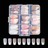 Vente en gros de faux ongles à pointe française simples design de gel souple ongles à pointe française de luxe courts en acrylique faits à la main ongles à pression roses