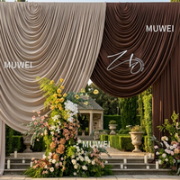 Rideau de fond blanc Muwei pour mariage, rideau d'arche de scène, toile de fond pour décoration de banquet de mariage, rideau ondulé de scène