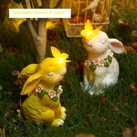 Lampes solaires LED pour jardin, décoratives, extérieures, pour la nuit, paysage pour pelouse, cour, allée, avec sculptures de canard, lapin, hibou, chat